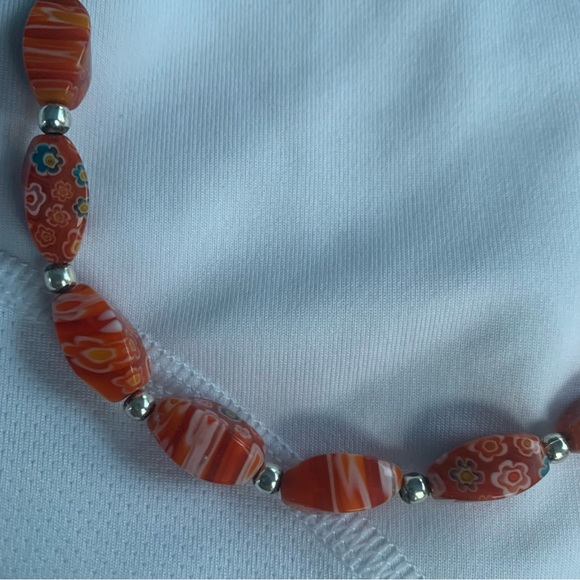 Unique Glass Beads (Mainly Orange) Total Length 21” can be made shorter w/clasp - Picture 5 of 16
